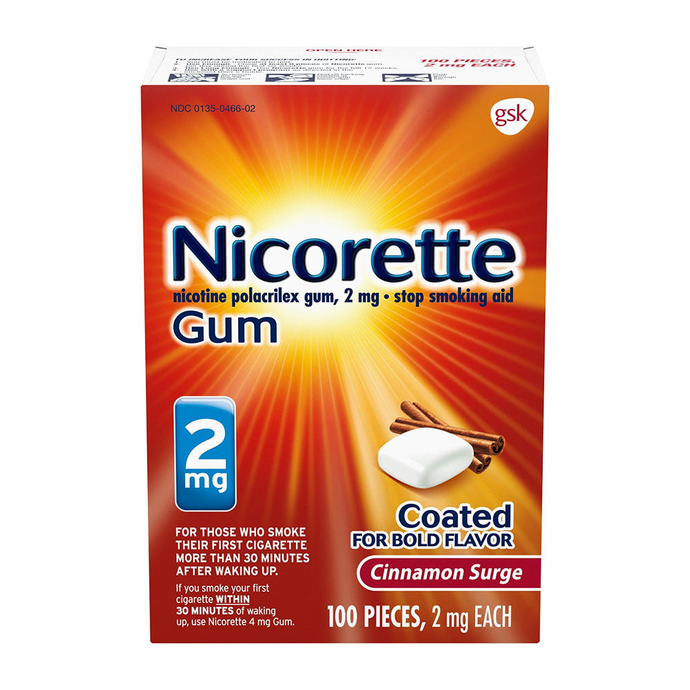 Nicorette Stop Smoking Aid Gum, Cinnamon Surge, 100 Ea